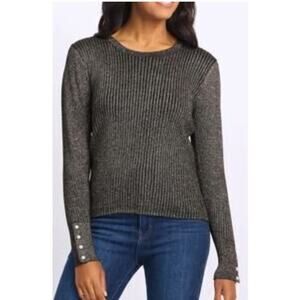 Daniel Rainn fitted Lurex Metallic gold detail black sweater size XXL Office